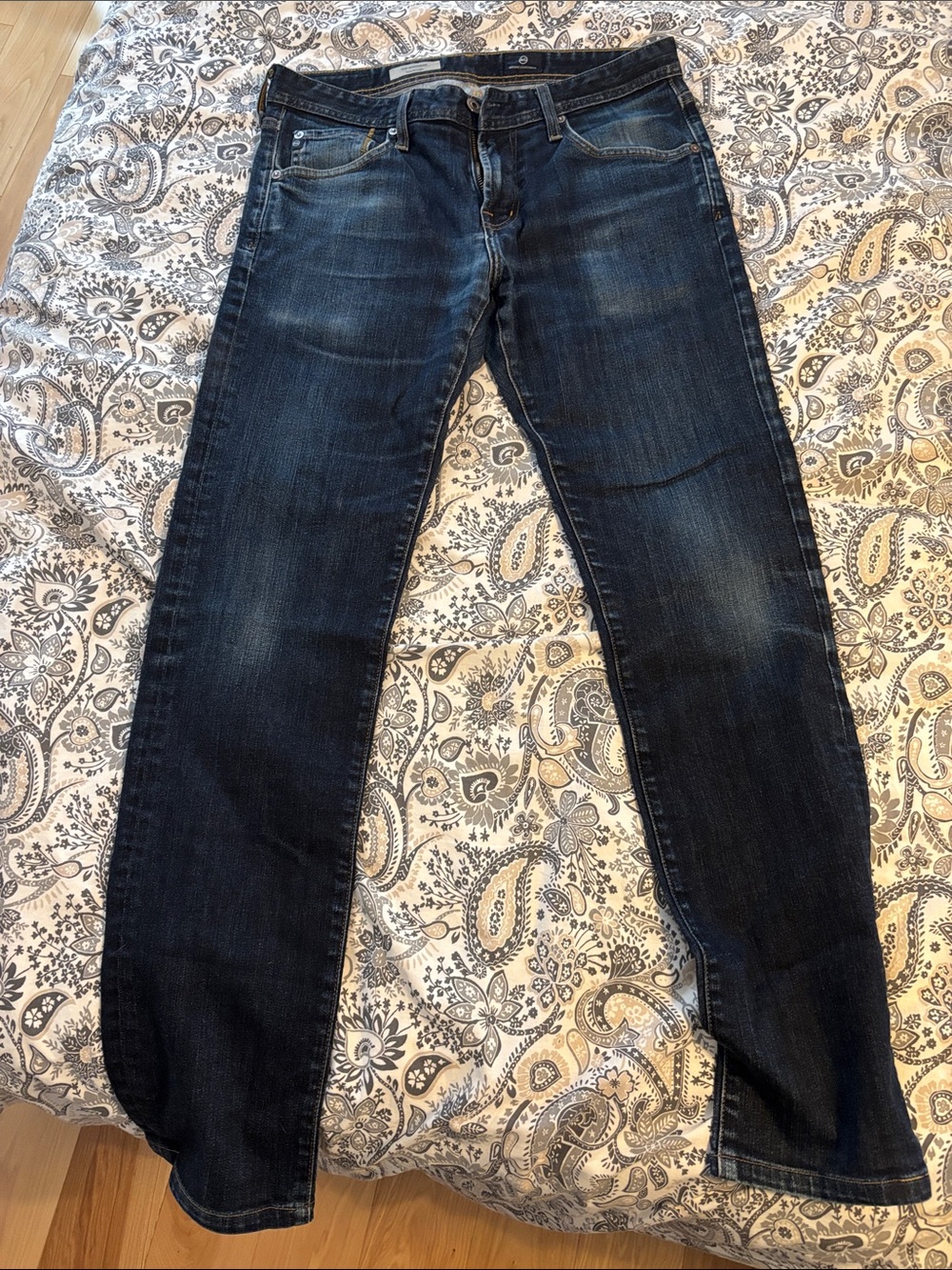 AG Adriano Goldschmied Men's Straight Leg Dark Blue Jeans